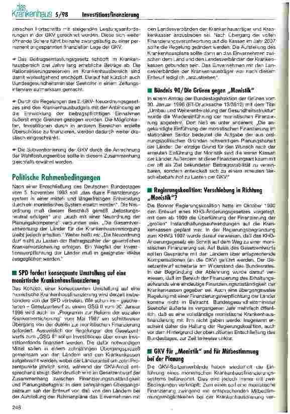 Vorschauseite 4: Wohin steuert die Investitionsfinanzierung der Krankenhäuser?