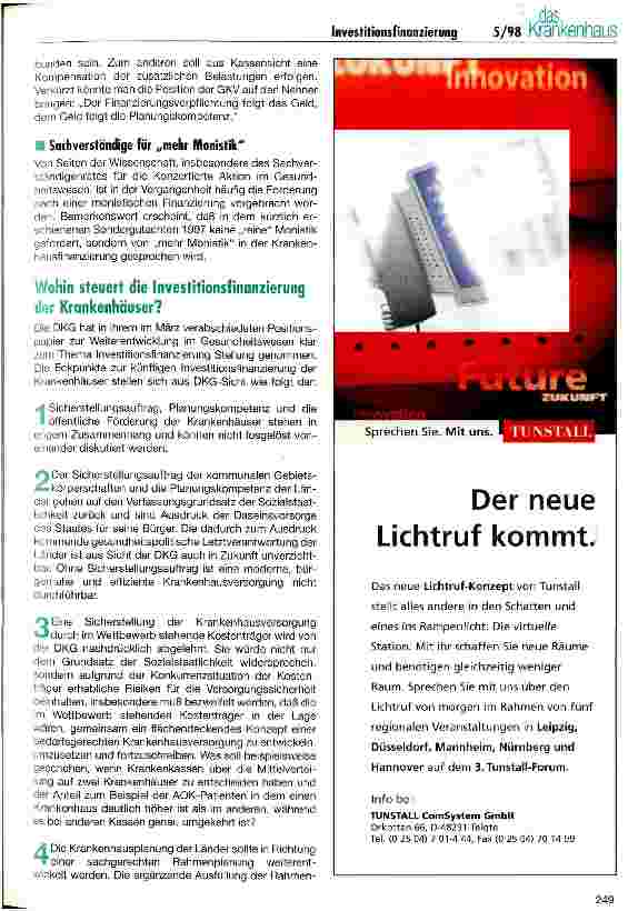 Vorschauseite 5: Wohin steuert die Investitionsfinanzierung der Krankenhäuser?
