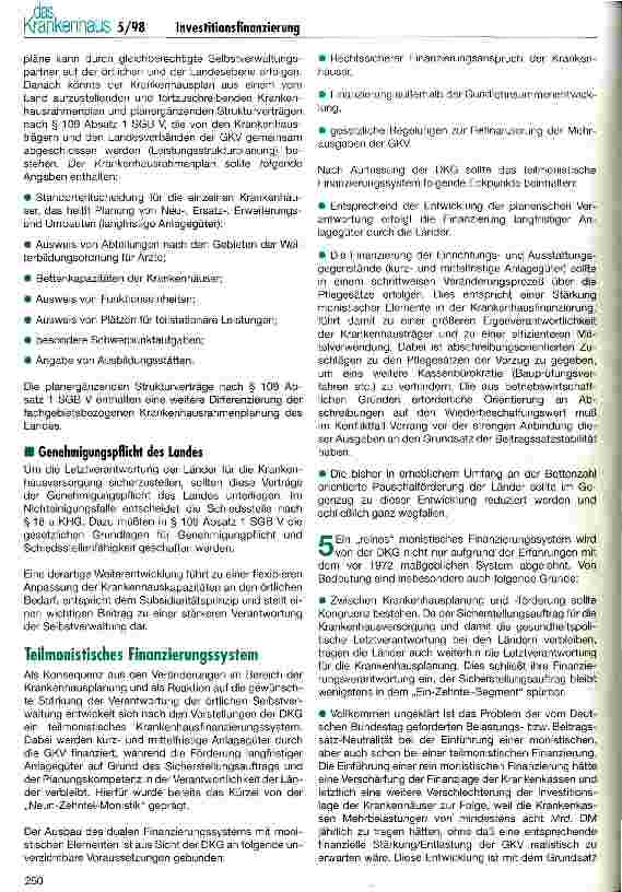 Vorschauseite 6: Wohin steuert die Investitionsfinanzierung der Krankenhäuser?