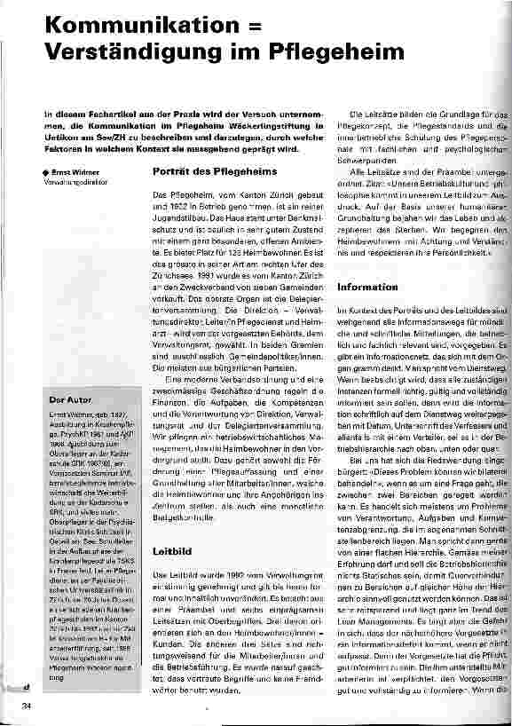 Vorschauseite 1: Kommunikation = Verständigung im Pflegeheim