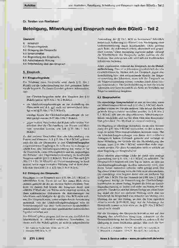 Vorschauseite 1: Beteiligung, Mitwirkung und Einspruch nach dem BGIeiG Teil 2