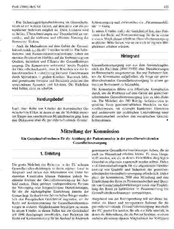 Vorschauseite 2: Kommission nimmt Vorschlag für eine Richtlinie über Patientenrechte bei der grenzüberschreitenden Gesundheitsversorgung an