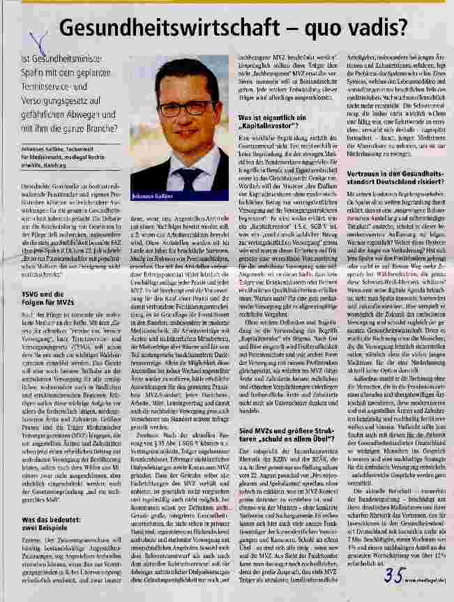 Vorschauseite 1: Gesundheitswirtschaft quo vadis?