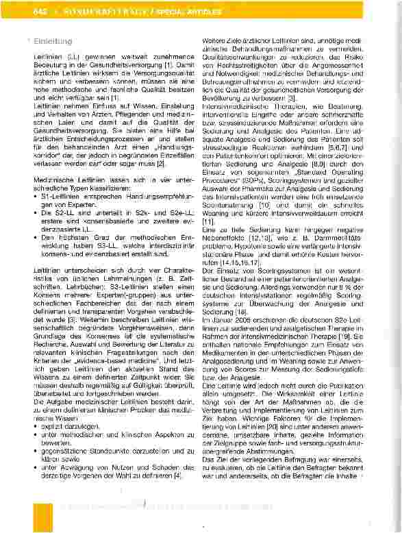 Vorschauseite 2: Ergebnisse einer Umfrage zur Kenntnis und Umsetzung der S2e-Leitlinie Analgesie und Sedierung in der Intensivmedizin