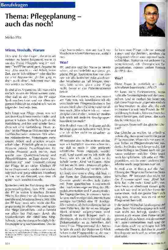 Vorschauseite 1: Thema: Pflegeplanung - auch das noch? !