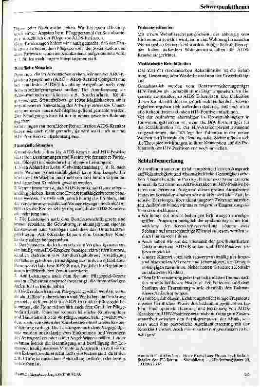 Vorschauseite 3: Die psycho-soziale Situation und Betreuung von AIDS-Kranken uund HIV-Positiven // Erfahrungen aus dem Sozialdienst im Krankenhaus