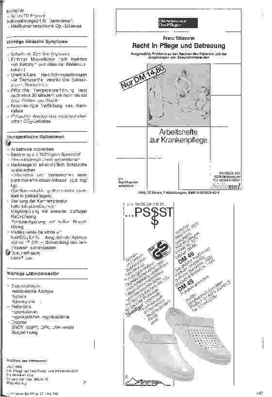 Vorschauseite 2: Pflegehandbuch der Anästhesieabteilung 5. Teil: Magenspülung, maligne Hyperthermie
