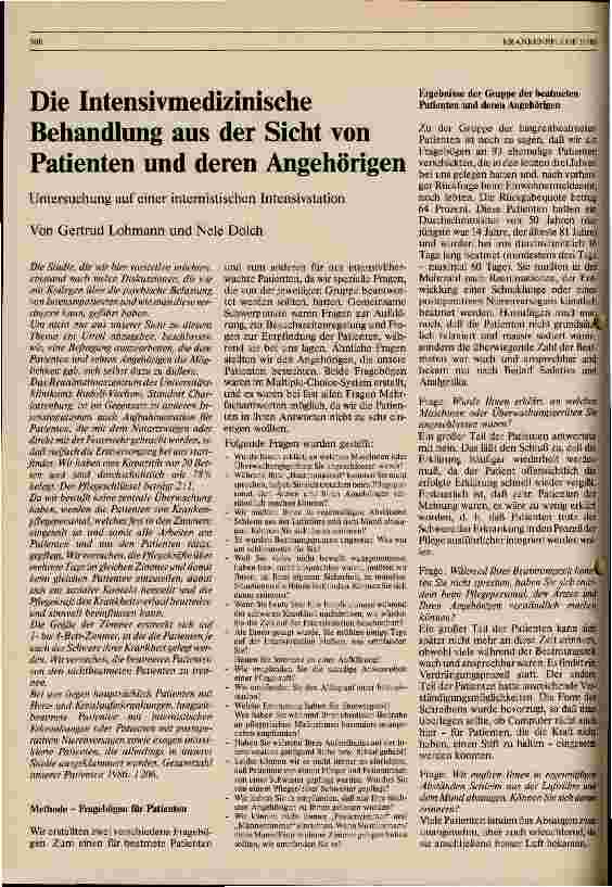 Vorschauseite 1: Die Intensivmedizinische Behandlung aus Sicht von Patienten und deren Angehörigen // Untersuchung auf einer internistischen Intensivstation