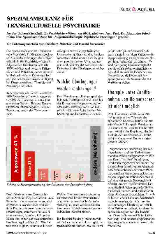 Vorschauseite 1: Spezialambulanz für Transkulturelle Psychiatrie