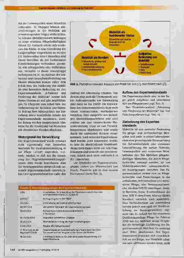Vorschauseite 2: Der Expertenstandard „Erhaltung und Förderung der Mobilität im Kontext der Versorgung von Menschen mit chronischen Wunden