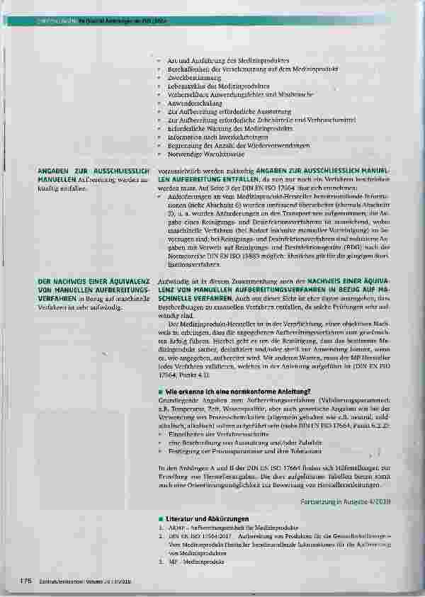 Vorschauseite 2: Angaben der Hersteller zur Aufbereitung von Medizinprodukten