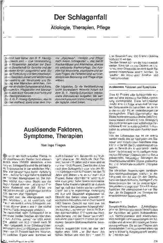 Vorschauseite 1: Der Schlaganfall Auslösende Faktoren, Symtome, Therapien
