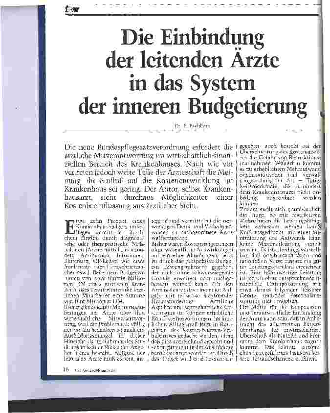 Vorschauseite 1: Die Einbindung der leitenden Ärzte in das System der inneren Budgetierung