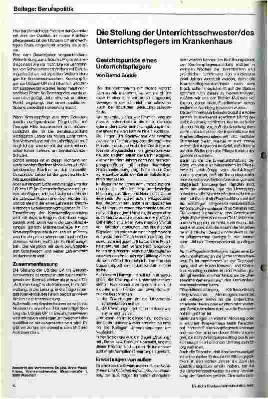 Vorschauseite 4: Die Stellung der Unterrichtsschwester/des Unterrichtspflegers im Gesundheitswesen
