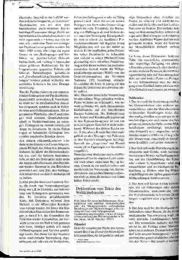 Vorschauseite 2: Medizin und Folter, .. . ein Zusammenhang? Ein Bericht von Amnesty International