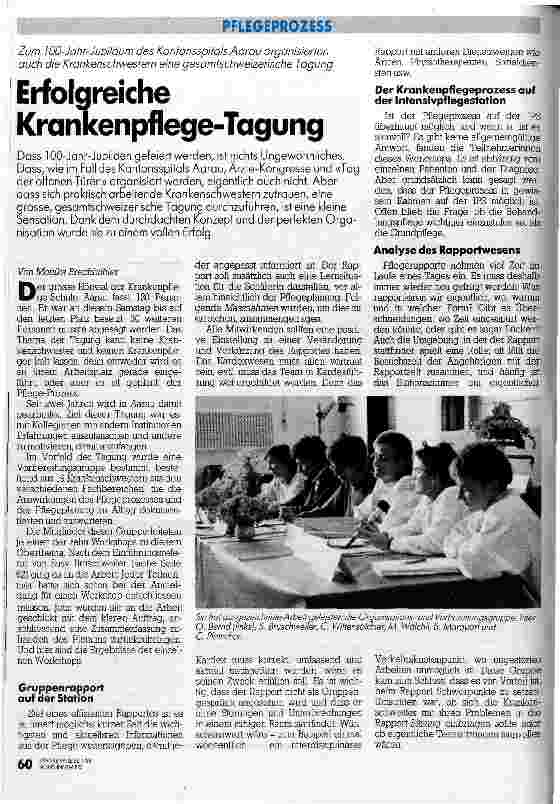 Vorschauseite 1: Erfolgreiche Krankenpflegetagung Zum 100-Jahr-Jubiläum des Kantonspitals Aarau