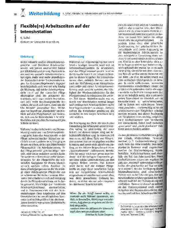 Vorschauseite 1: Flexible(re) Arbeitszeiten auf der Intensivstation