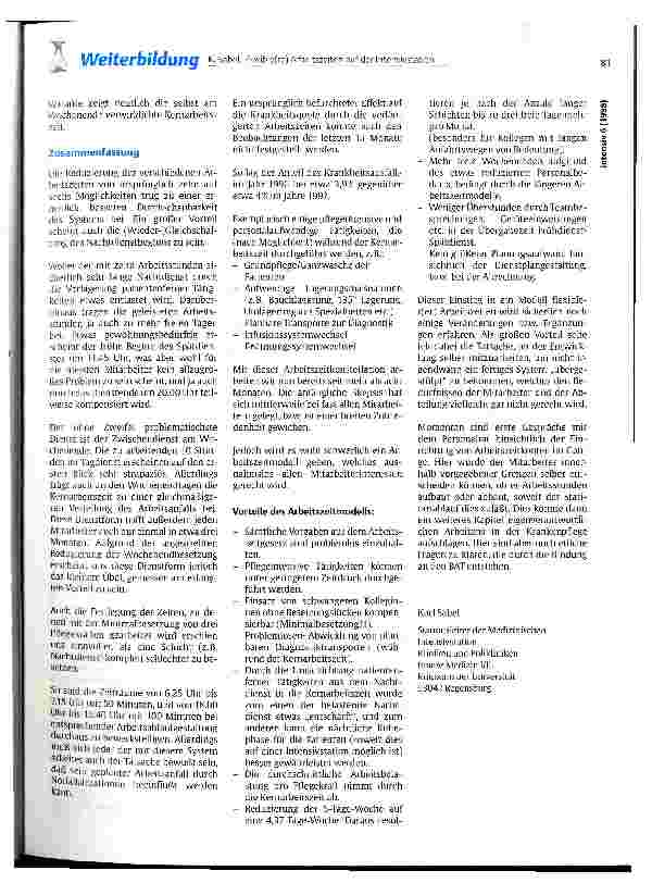 Vorschauseite 4: Flexible(re) Arbeitszeiten auf der Intensivstation