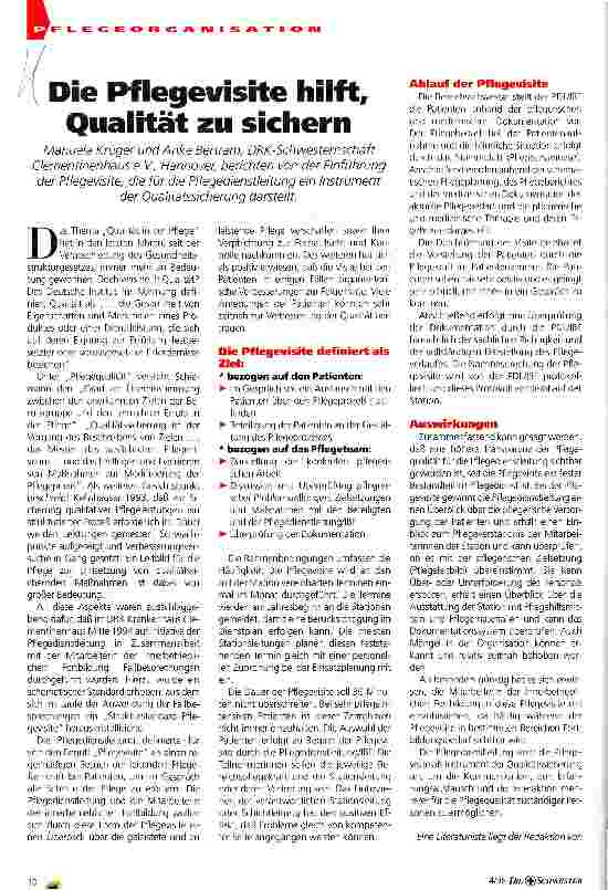 Vorschauseite 1: Die Pflegevisite hilft, Qualität zu sichern