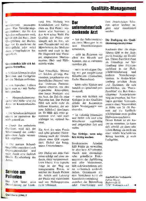 Vorschauseite 2: Qualitätsdmanagement reduziert das Haftungspotential in der Arztpraxis