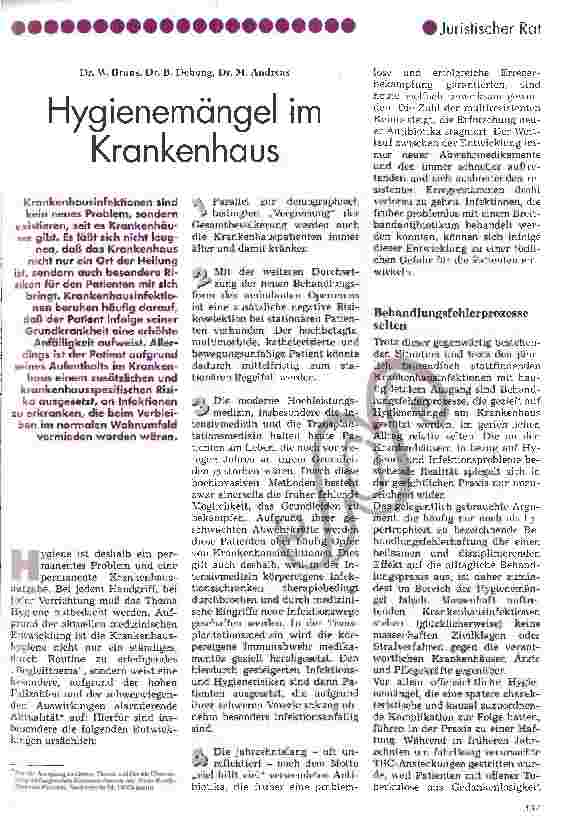Vorschauseite 1: Hygienemängel im Krankenhaus