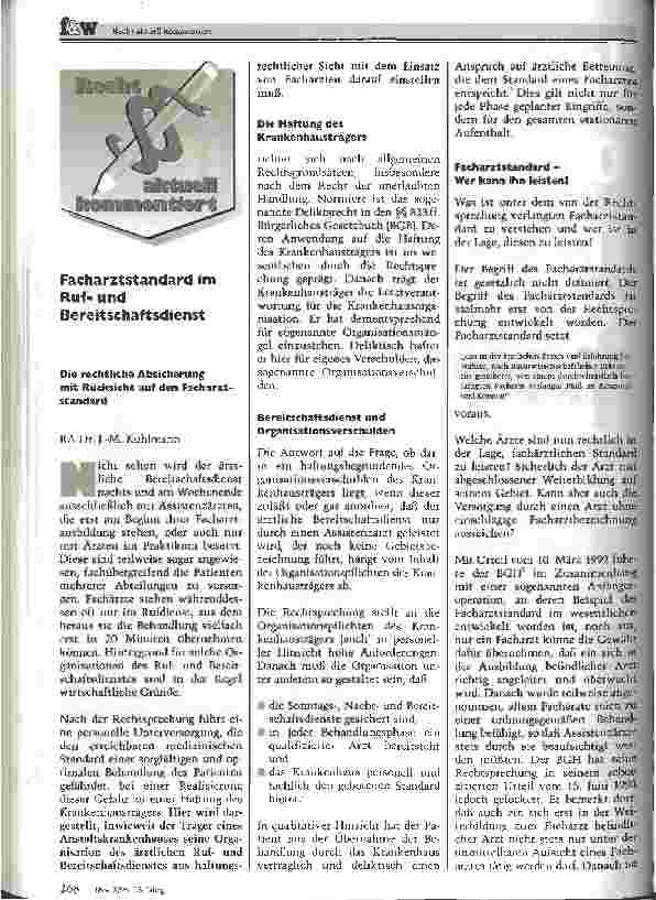 Vorschauseite 1: Facharztstandard im Rufund Bereitschaftsdienst