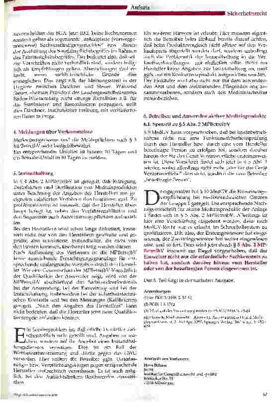 Vorschauseite 3: Die Umsetzung der neuen Medizinprodukte-Betreiberverordnung (MPBetreibV) in Gesundheitseinrichtungen (Teil 2)