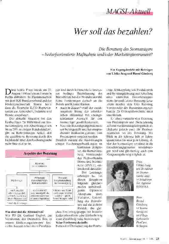 Vorschauseite 1: Wer soll das bezahlen? Die Beratung des Stomaträgersbedarfsorientierte Maßnahme und/oder Marketinginstrument?