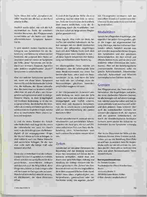 Vorschauseite 2: „Symptome der Stille“ in der Palliativen Behandlung von Krebspatienten