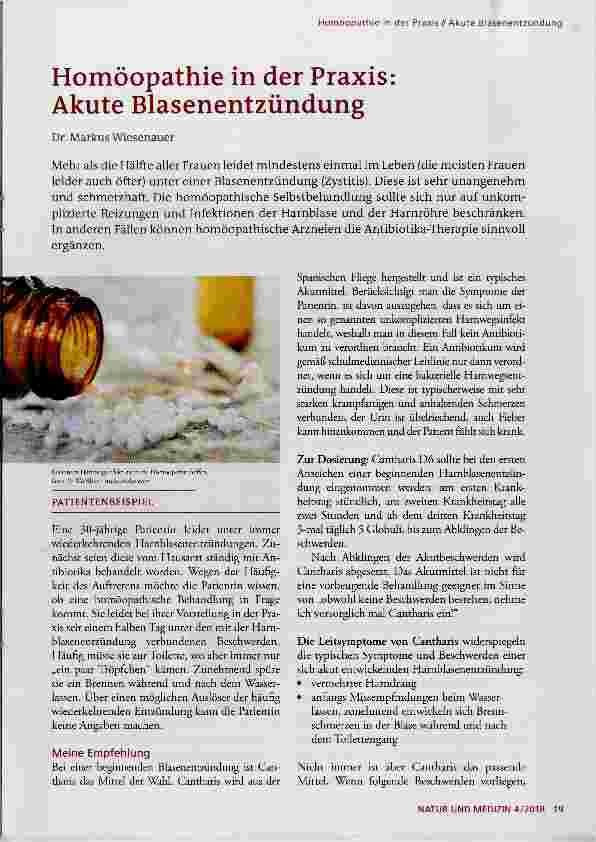 Vorschauseite 1: Homöopathie in der Praxis: Akute Blasenentzündung