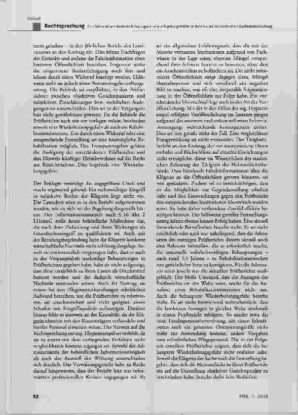 Vorschauseite 5: Zum Widerruf verschiedener Äußerungen in einem Begehungsbericht im Rahmen der heimrechtlichenQualitätsüberwachung