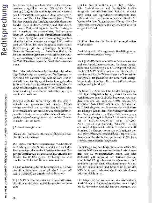Vorschauseite 2: Dauer der wöchentlichen Ausbildungszeit gemäß § 8 Abs. 1 MTV Schüler -Auslegung des Begriffs »Bestimmungen«