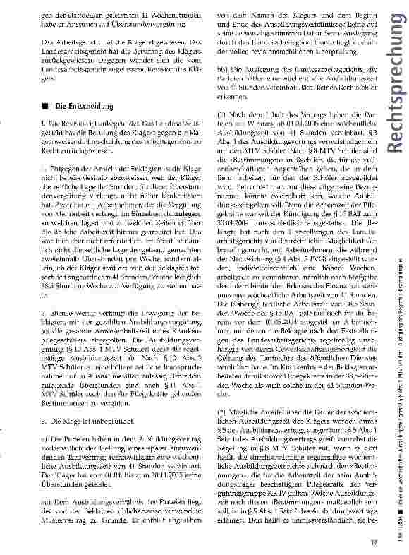 Vorschauseite 3: Dauer der wöchentlichen Ausbildungszeit gemäß § 8 Abs. 1 MTV Schüler -Auslegung des Begriffs »Bestimmungen«