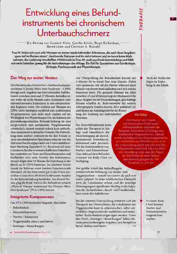 Vorschauseite 1: Entwicklung eines Befundinstruments bei chronischem Unterbauchschmerz