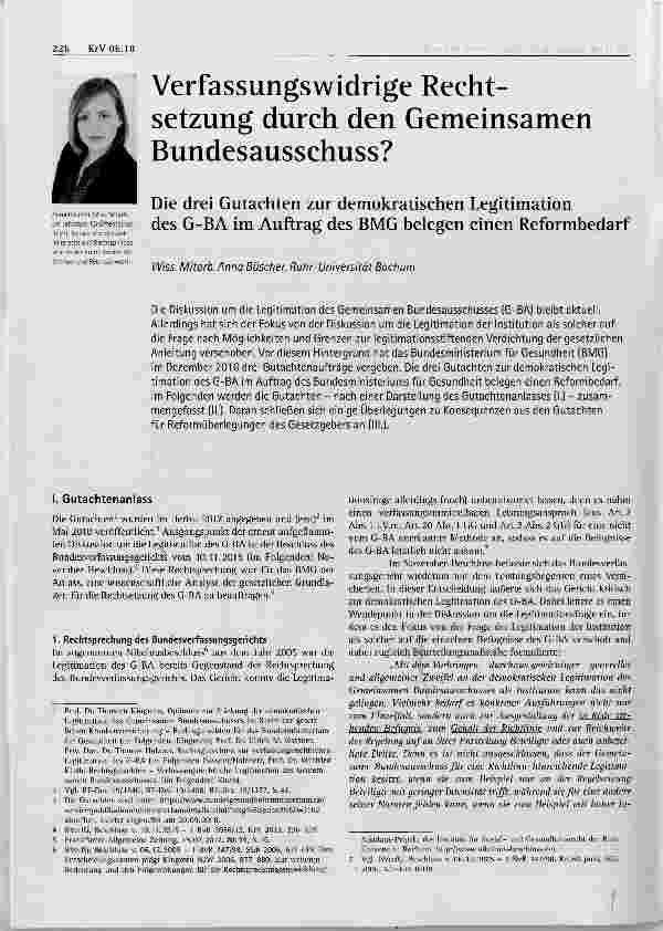 Vorschauseite 1: Verfassungswidrige Rechtsetzung durch den Gemeinsamen Bundesausschuss?