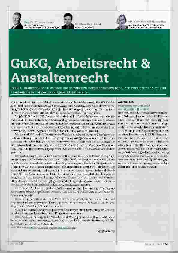 Vorschauseite 1: GuKG, Arbeitsrecht & Anstaltenrecht