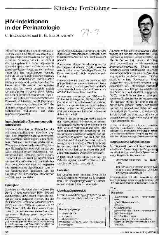 Vorschauseite 1: HIV-Infektionen in der Perinatologie