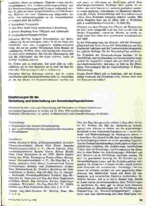 Vorschauseite 1: Empfehlungen für die Einrichtung und Unterhaltung von Gemeindepflegestationen