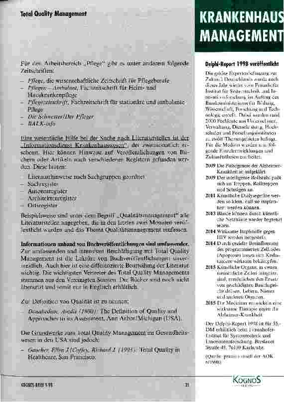 Vorschauseite 3: Informationsmöglichkeiten für Newcomer im Total Quality Management