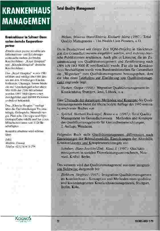 Vorschauseite 4: Informationsmöglichkeiten für Newcomer im Total Quality Management