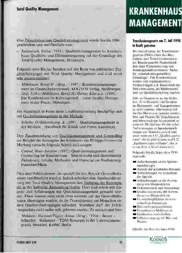 Vorschauseite 5: Informationsmöglichkeiten für Newcomer im Total Quality Management
