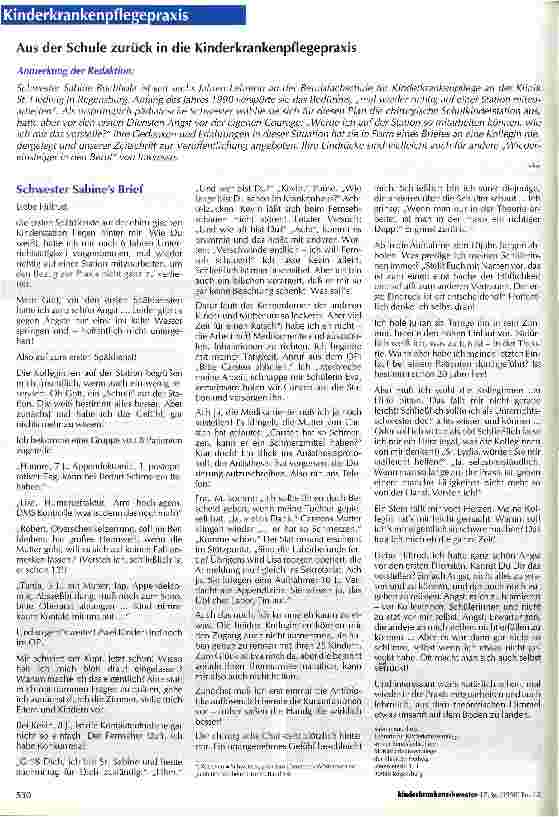 Vorschauseite 1: Aus der Schule zurück in die Kinderkrankenpflegepraxis
