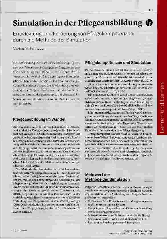Vorschauseite 1: Simulation in der Pflegeausbildung