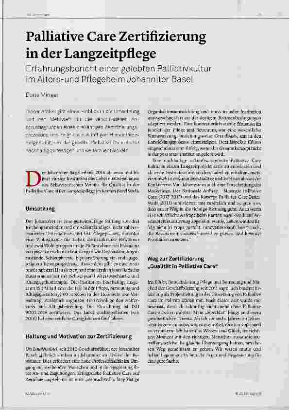 Vorschauseite 1: Palliative Care Zertifizierung in der Langzeitpflege