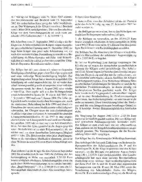 Vorschauseite 2: Krankheitsbedingte Kündigung — dauerhafte Arbeitsunfähigkeit