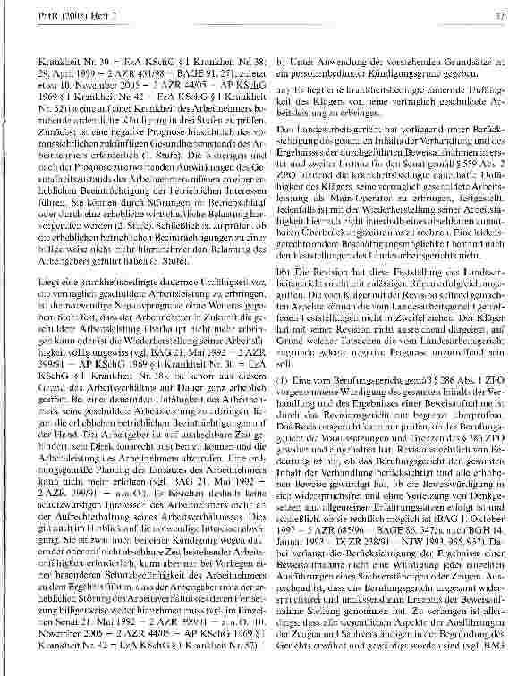 Vorschauseite 4: Krankheitsbedingte Kündigung — dauerhafte Arbeitsunfähigkeit