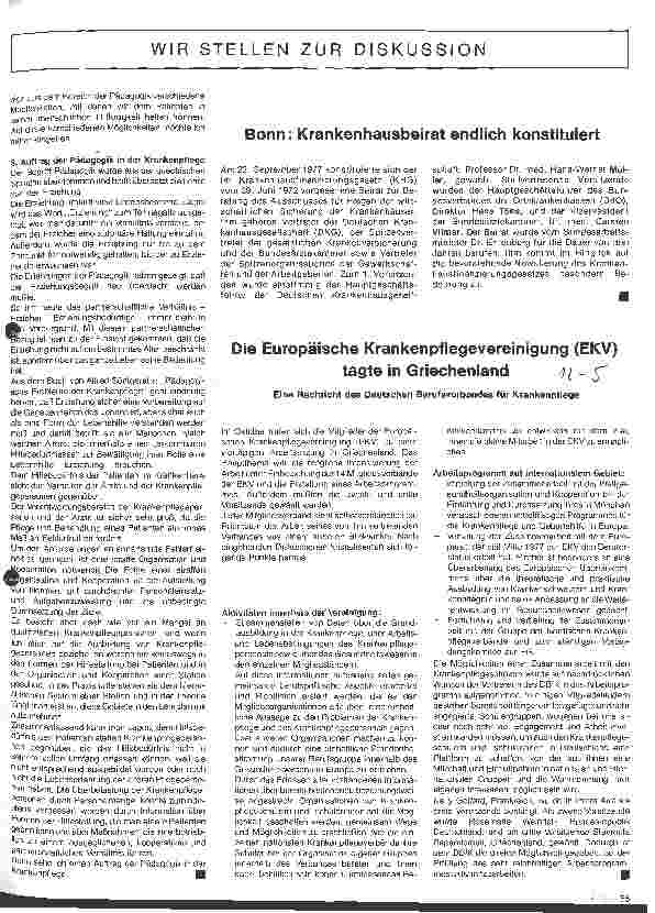 Vorschauseite 1: Die Europäische Krankenpflegevereinigung (EKV) tagte in Griechenland.