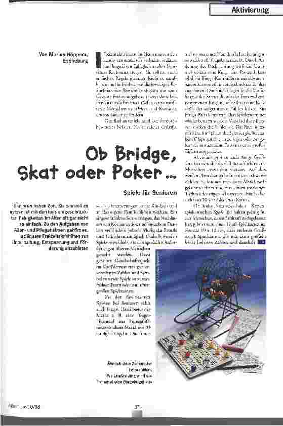Vorschauseite 1: Ob Bridge, Skat oder poker. .. Spiele für Senioren
