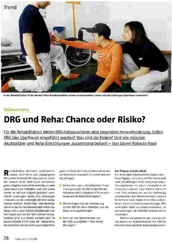 Vorschauseite 1: DRG und Reha: Chance oder Risiko?