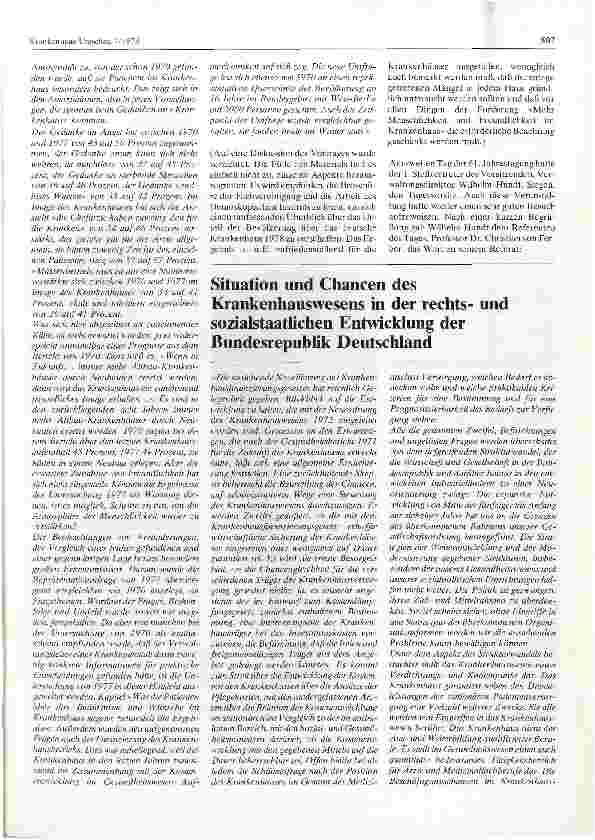 Vorschauseite 1: Situation und Chancen des Krankenhauswesens in der rechtsund sozialstaatlichen Entwicklung der Bundesrepublik Deutschland